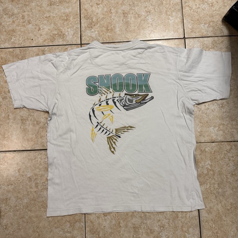 Hook‎ & Tackle Snook Fishing T Shirt Pocket Tee Graphic White